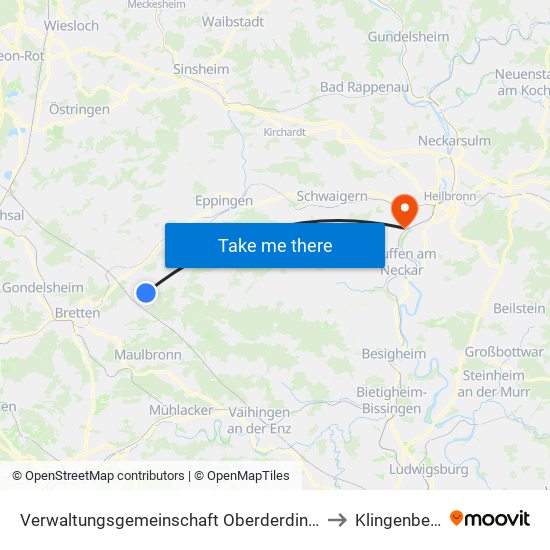 Verwaltungsgemeinschaft Oberderdingen to Klingenberg map