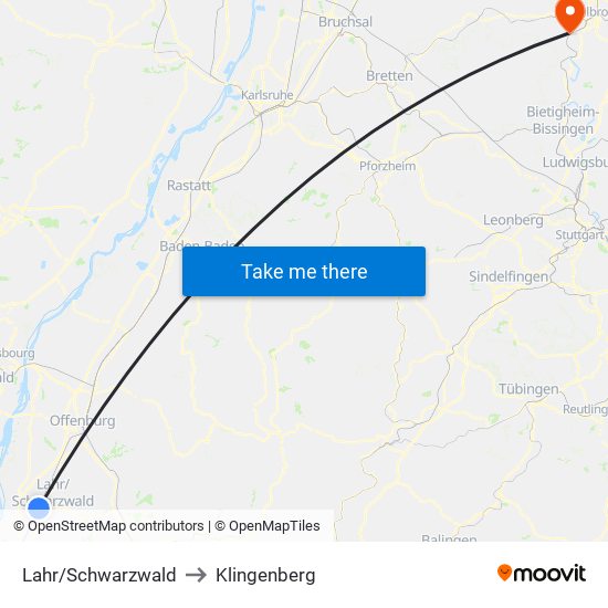 Lahr/Schwarzwald to Klingenberg map