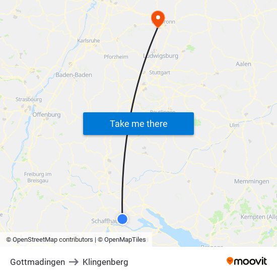 Gottmadingen to Klingenberg map