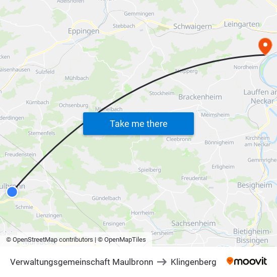 Verwaltungsgemeinschaft Maulbronn to Klingenberg map