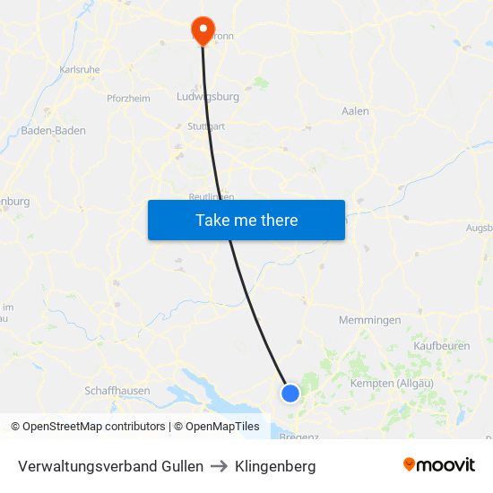 Verwaltungsverband Gullen to Klingenberg map