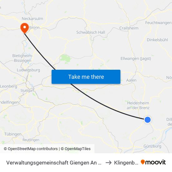 Verwaltungsgemeinschaft Giengen An Der Brenz to Klingenberg map