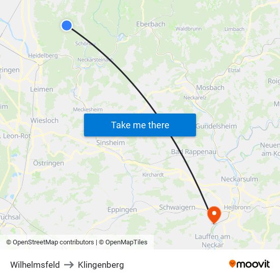 Wilhelmsfeld to Klingenberg map