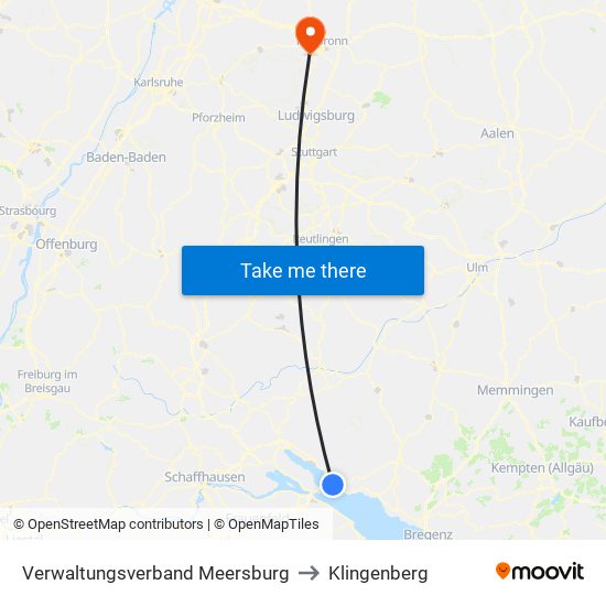 Verwaltungsverband Meersburg to Klingenberg map