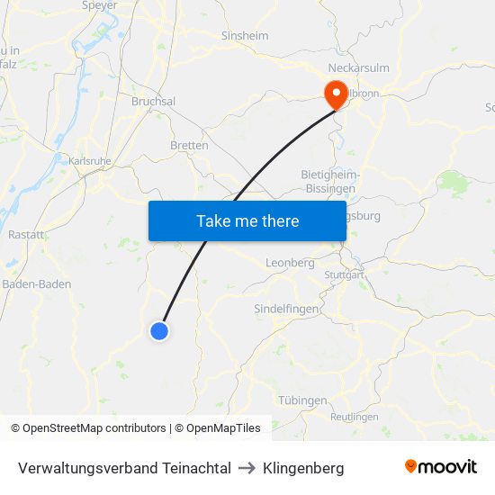 Verwaltungsverband Teinachtal to Klingenberg map