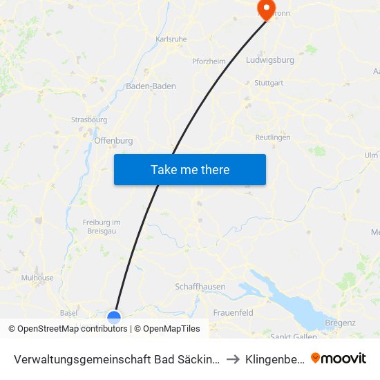 Verwaltungsgemeinschaft Bad Säckingen to Klingenberg map