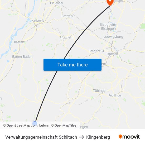 Verwaltungsgemeinschaft Schiltach to Klingenberg map
