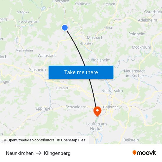 Neunkirchen to Klingenberg map