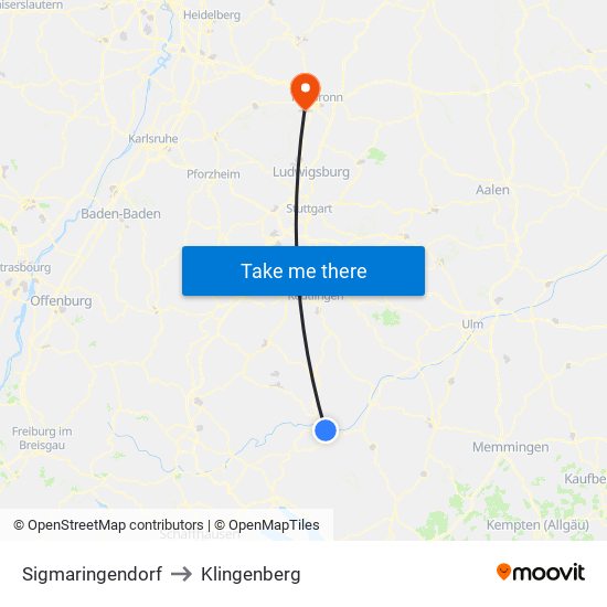 Sigmaringendorf to Klingenberg map