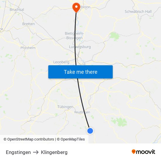Engstingen to Klingenberg map
