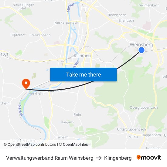 Verwaltungsverband Raum Weinsberg to Klingenberg map