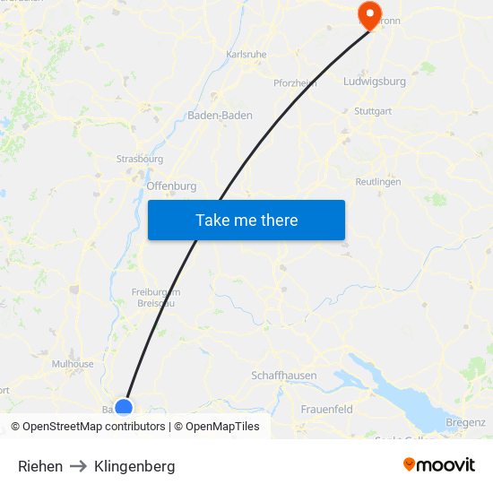 Riehen to Klingenberg map