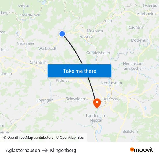 Aglasterhausen to Klingenberg map