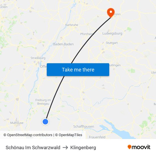 Schönau Im Schwarzwald to Klingenberg map