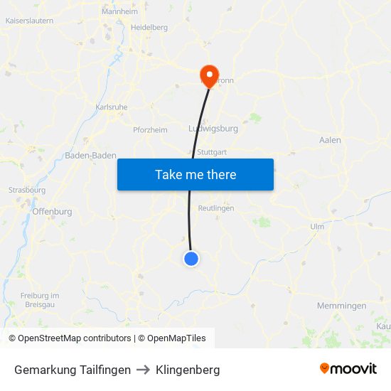 Gemarkung Tailfingen to Klingenberg map