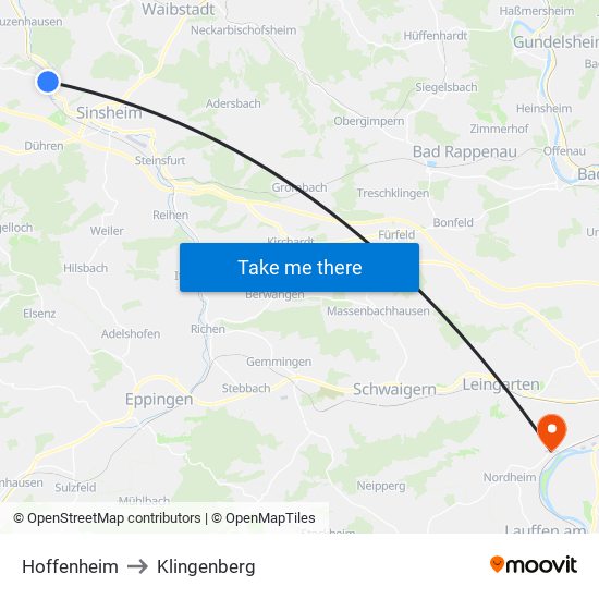 Hoffenheim to Klingenberg map