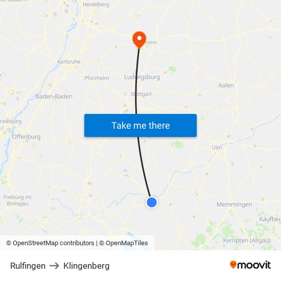 Rulfingen to Klingenberg map