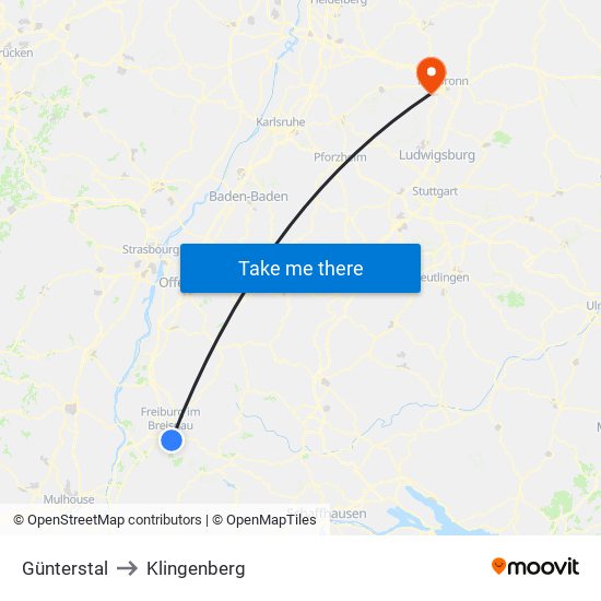 Günterstal to Klingenberg map