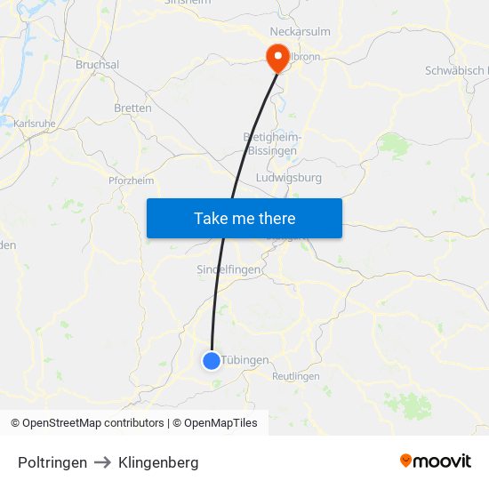 Poltringen to Klingenberg map