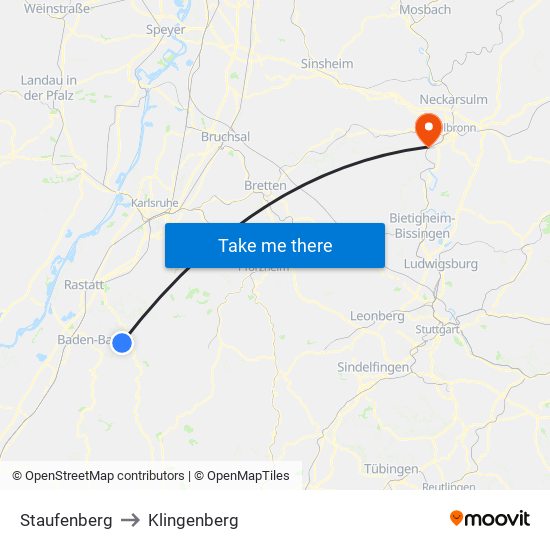 Staufenberg to Klingenberg map