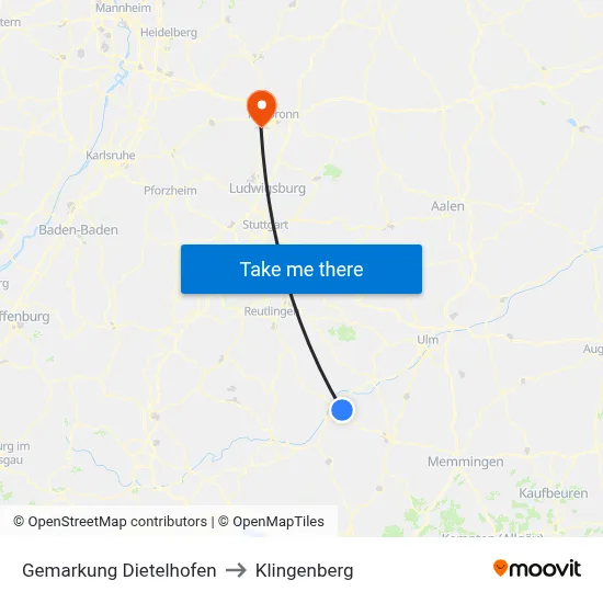 Gemarkung Dietelhofen to Klingenberg map
