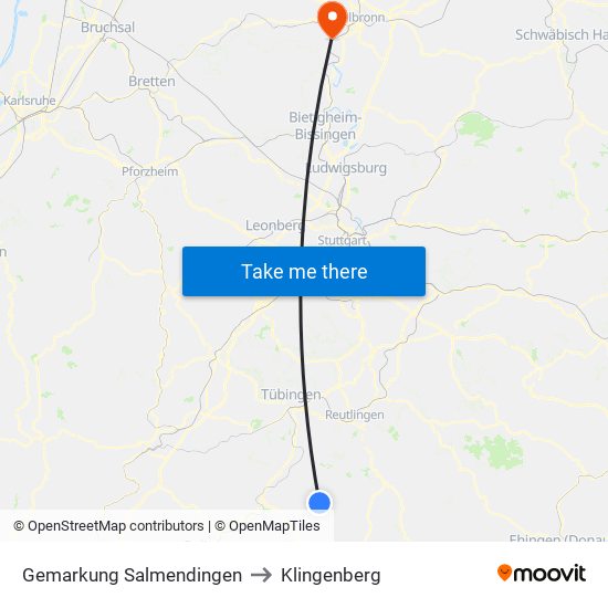Gemarkung Salmendingen to Klingenberg map