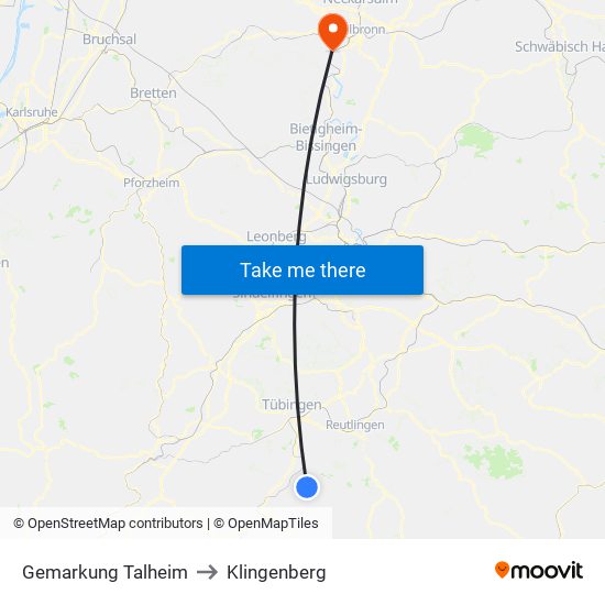Gemarkung Talheim to Klingenberg map