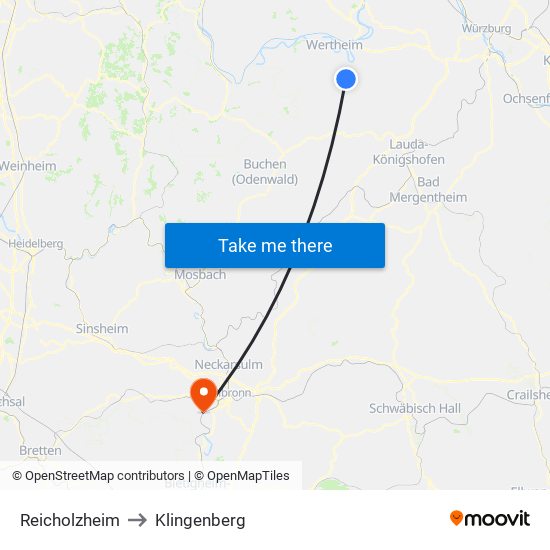 Reicholzheim to Klingenberg map