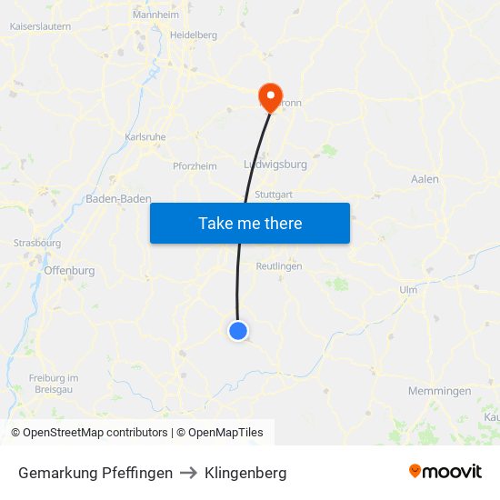 Gemarkung Pfeffingen to Klingenberg map