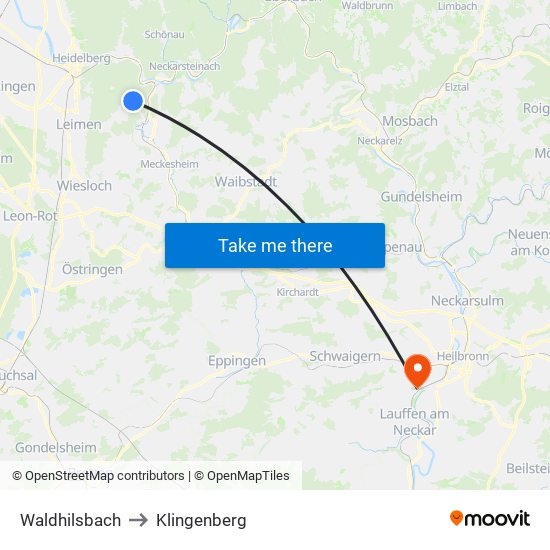 Waldhilsbach to Klingenberg map
