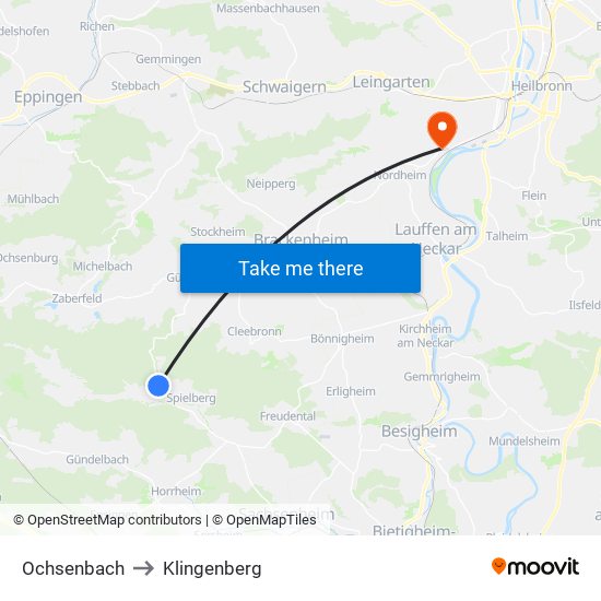 Ochsenbach to Klingenberg map