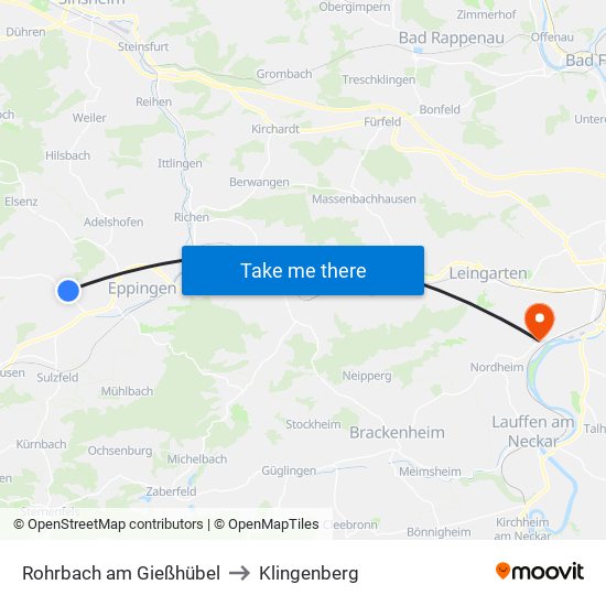 Rohrbach am Gießhübel to Klingenberg map