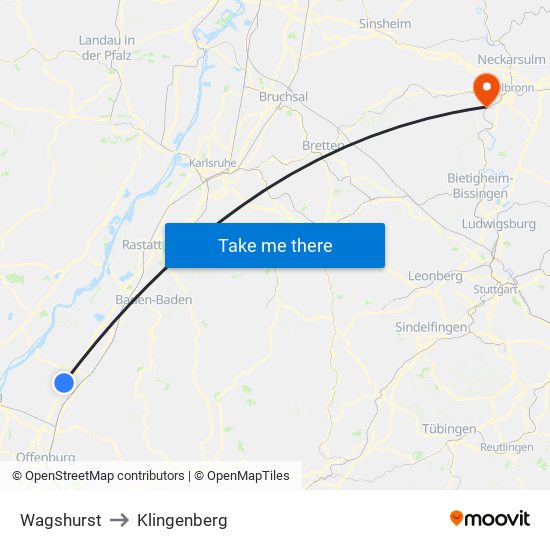 Wagshurst to Klingenberg map