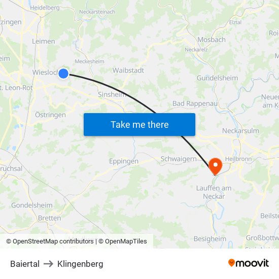Baiertal to Klingenberg map