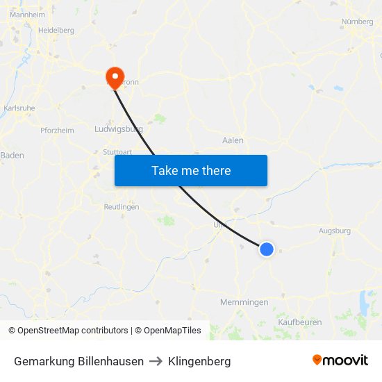 Gemarkung Billenhausen to Klingenberg map