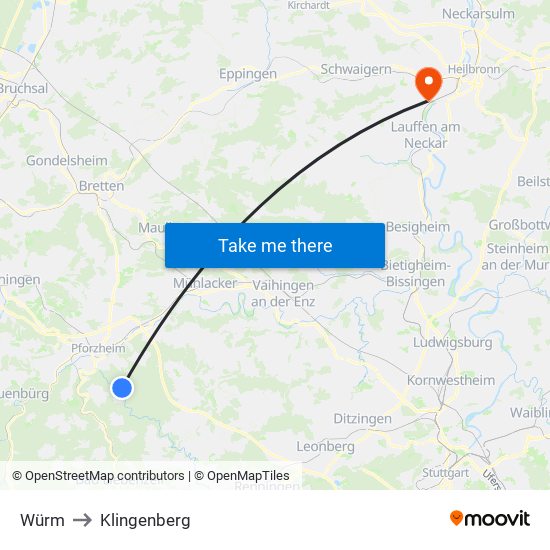 Würm to Klingenberg map