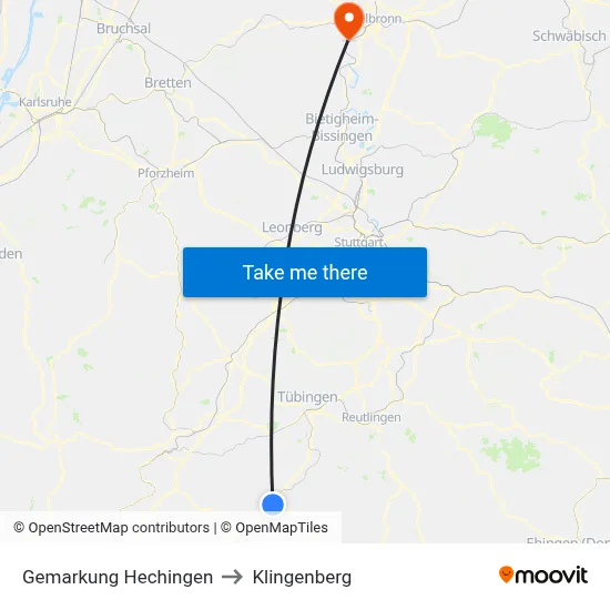 Gemarkung Hechingen to Klingenberg map