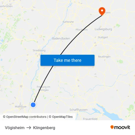 Vögisheim to Klingenberg map