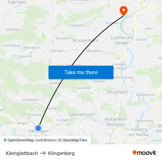 Kleinglattbach to Klingenberg map
