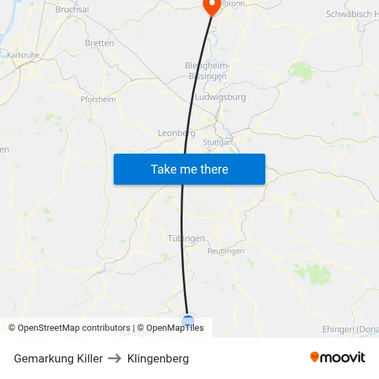 Gemarkung Killer to Klingenberg map