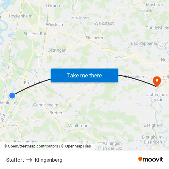 Staffort to Klingenberg map