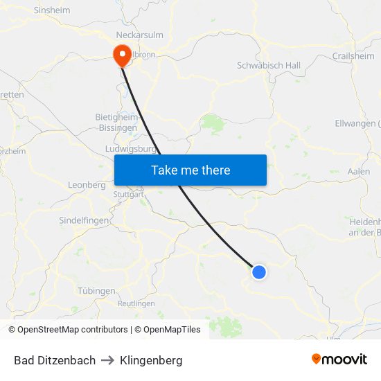 Bad Ditzenbach to Klingenberg map