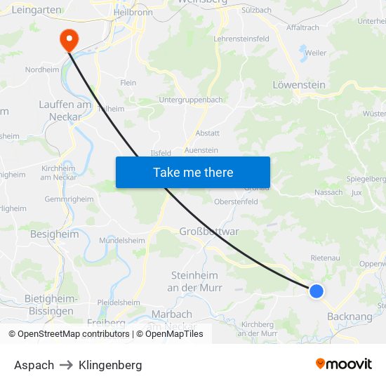 Aspach to Klingenberg map