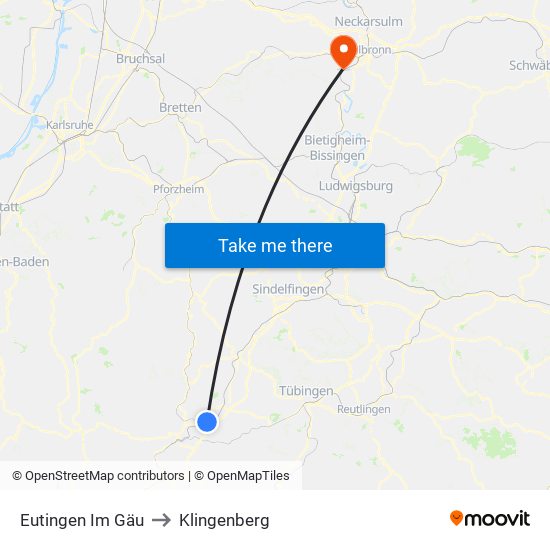 Eutingen Im Gäu to Klingenberg map