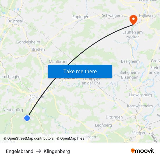 Engelsbrand to Klingenberg map