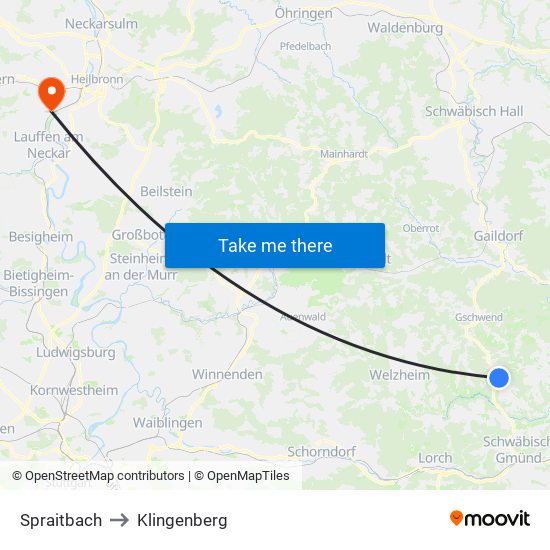 Spraitbach to Klingenberg map