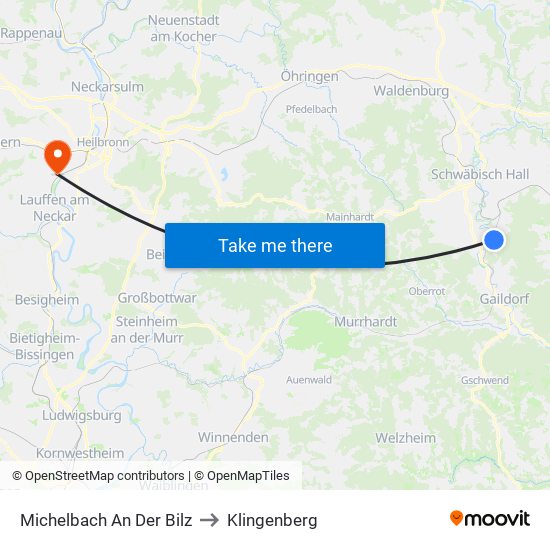Michelbach An Der Bilz to Klingenberg map