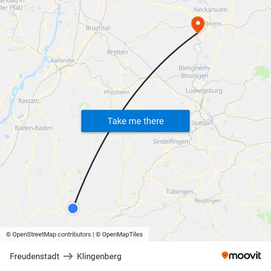 Freudenstadt to Klingenberg map