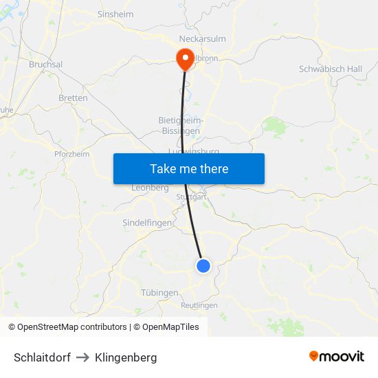 Schlaitdorf to Klingenberg map