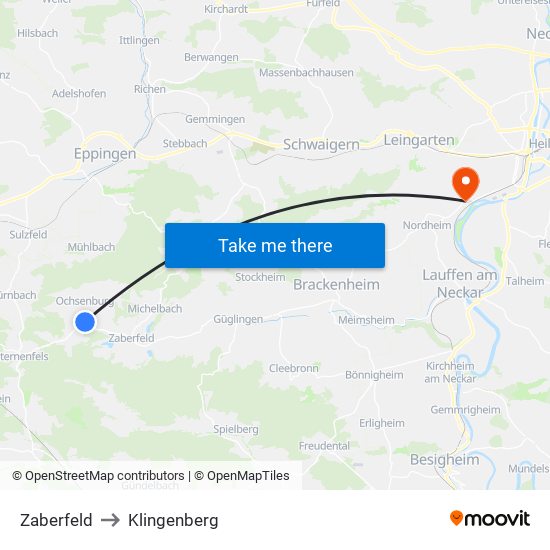 Zaberfeld to Klingenberg map